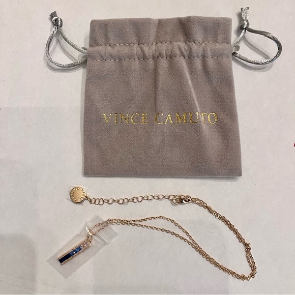 VINCE CAMUTO Blue Ombre CZ Necklace. Gold plated bar with Blue & White NWT - Picture 5 of 5